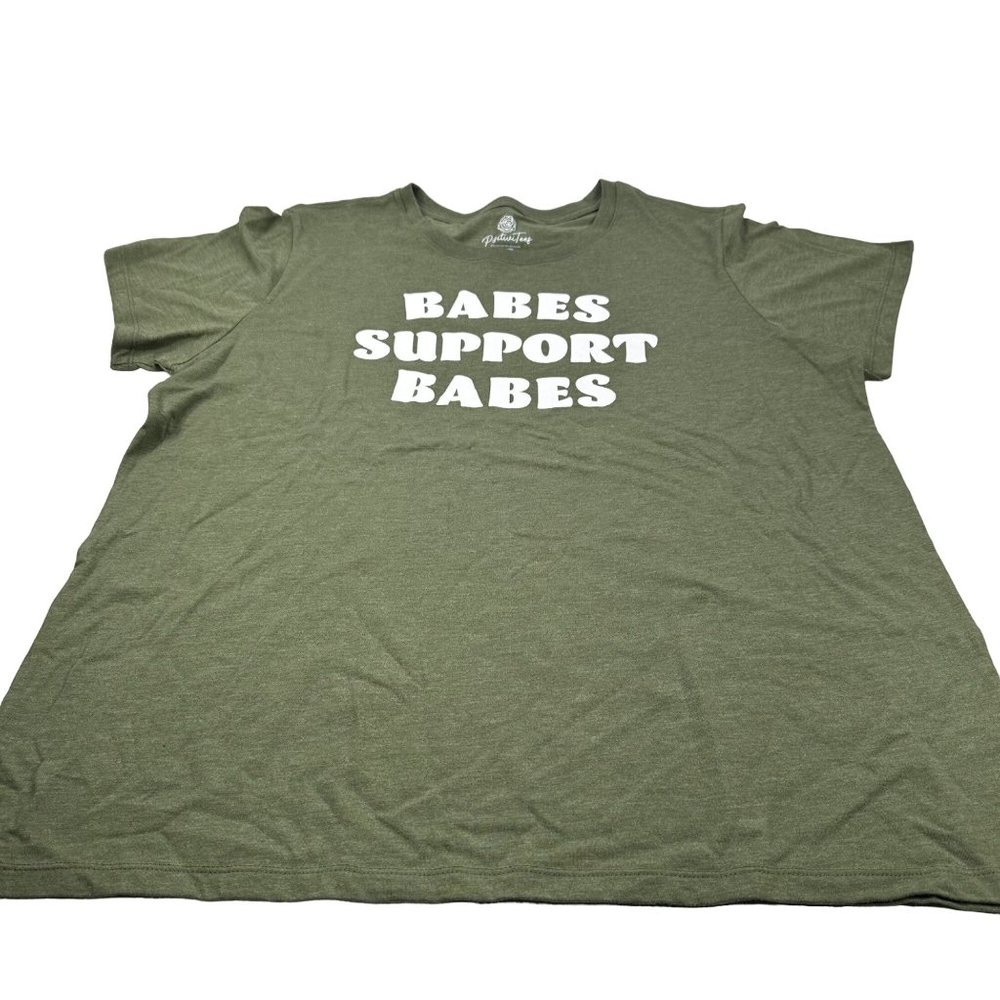 Positivi Tees Women's Sz 2X Babes Support Babes Short Sleeve Tee Shirt Green New
